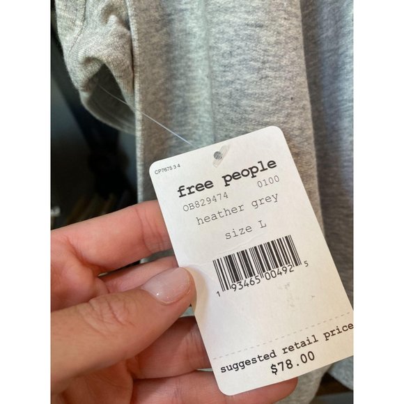 (Sold) Free People Lara Drawstring Pullover Grey - Picture 8 of 8